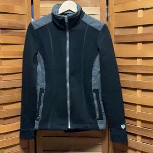 Kuhl Black Gray Sweater Full Zipper Cardigan Women S Fleece Hiking Jacket
